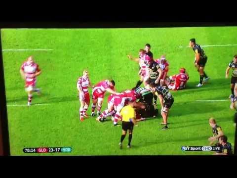 Amazing run by George North to set up Try v Gloucester 2013