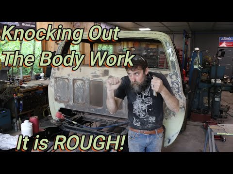 This truck is Rough! Body work tips and spraying primer.