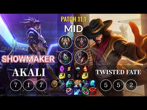 DWG Showmaker Akali vs Twisted Fate Mid - KR Patch 11.1