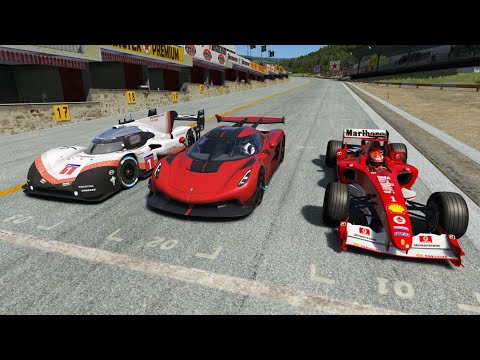 Koenigsegg Jesko 2023 vs F1 Ferrari F2004 Schumacher vs Porsche 919  Evo Hybrid 2018 at Old SPA