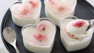 Spring Glass Dessert🌸 Sakura Yogurt Pudding: No Oven, No Eggs, Simple & Freshy