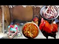How Indian Tribe Women Cooking RED COUNTRY CHICKEN Curry For Eating With Rice Rural Village India