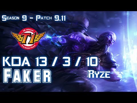 SKT T1 Faker RYZE vs SYLAS Mid - Patch 9.11 KR Ranked