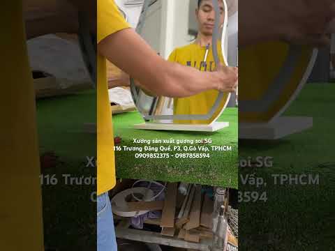 Gương hạt đậu để bàn trang đIểm có LED 3 màu cảm ứng