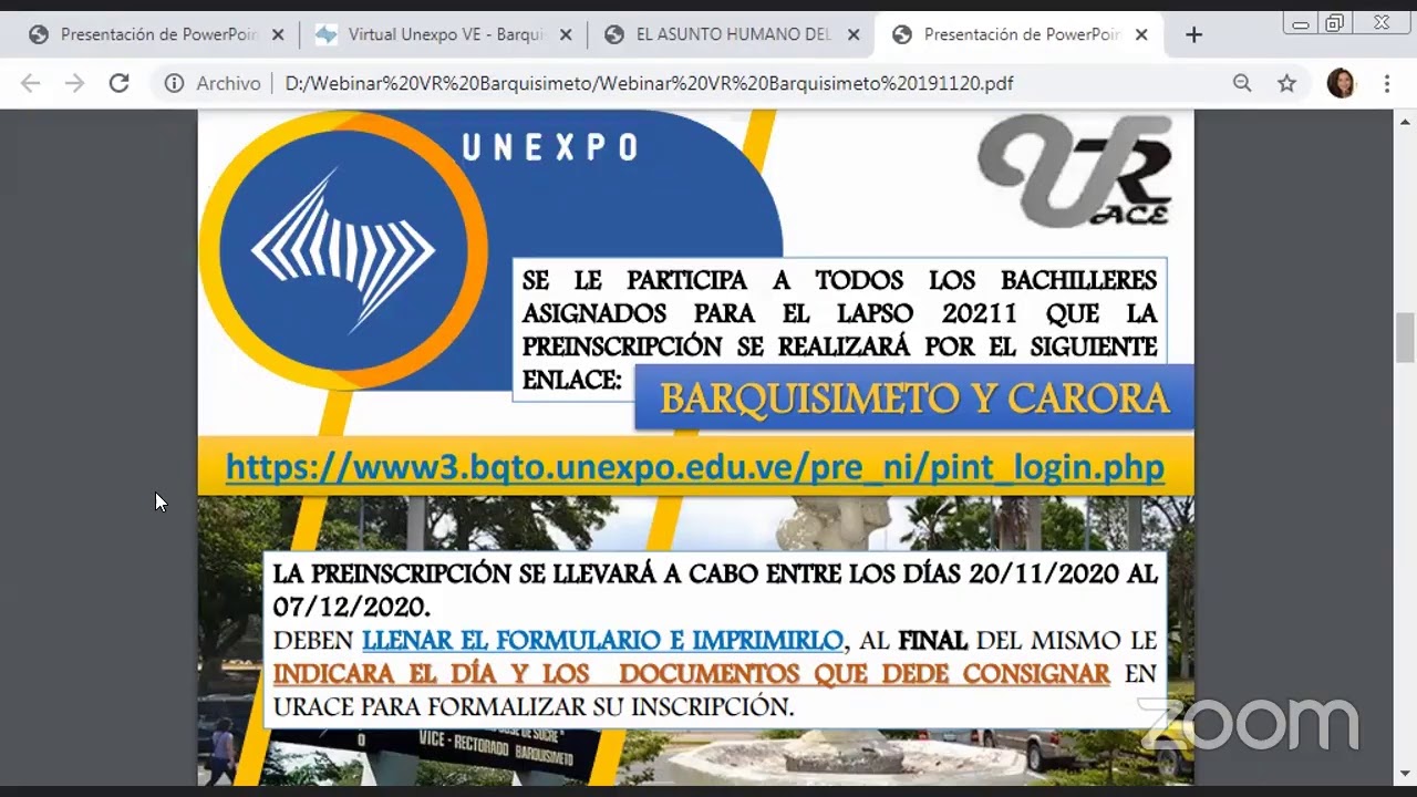Webinar de Inducción a los Estudiantes Ingreso VR Barquisimeto y Núcleo Carora