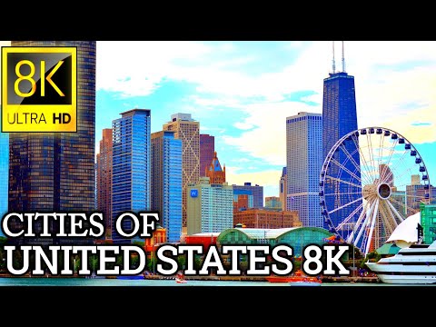 Flying over American Cities 8K Ultra HD Drone Video