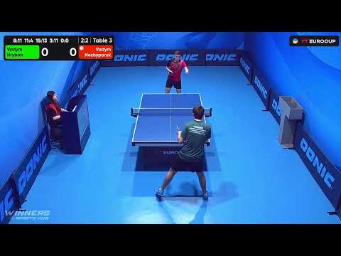 09:55 Vadym Hryban 3-2 Vadym Nechyporuk 21.07.2023 TT Euro.Cup Ukraine Star. Table 3