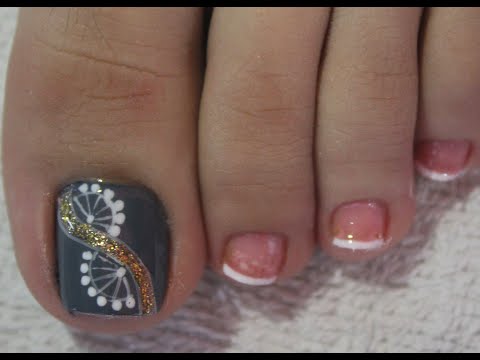 DISEÑO DE UÑAS PARA PIES MANDALAS CON FRANCES PRINCIPIANTES – MANDALAS NAIL ART – FRENCH NAIL ART