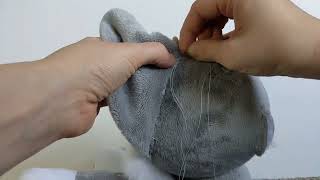 How to make plush: Hand sew ears to stuffed head