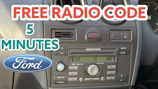 Radio Code For Free in 5 minutes. Ford Fiesta