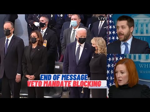 "End of Message" Biden Teleprompter, Joe & Jill Biden switching seats, veto mandate blocking bill