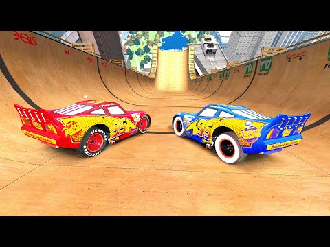 GTA 4 Blue McQueen Vs Red McQueen Mega Ramp - Who Can Best Jump?