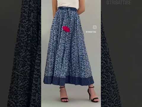 Indigo #IndigoDiaries #crinkled #skirt #print #handblock #blue #white  #summer #fashion #stole #tote #hold-all #bag #ch… | Long skirt fashion,  Skirts, Skirt fashion