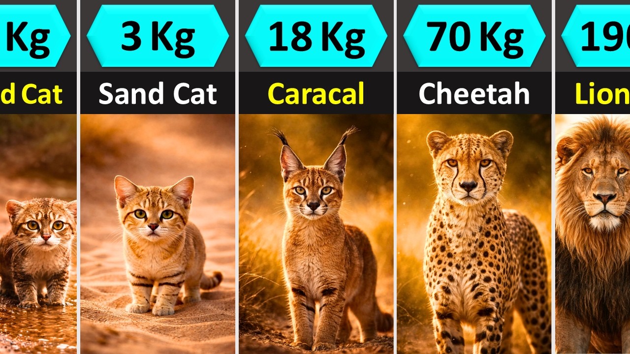 All Wild Cats Size Comparison (Smallest to Largest)