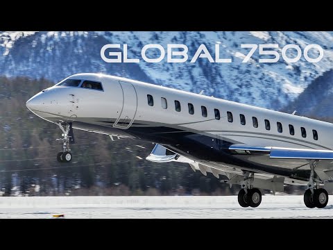 Global 7500 Impressive Approach and Take-Off | Engadin Airport | 16.02.2025 #GL7T