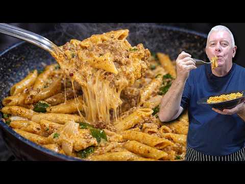 One Pan Creamy Beef Pasta — The Easiest Dinner Ever (15 minutes)