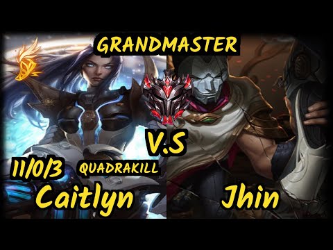 Freeze (CAITLYN) vs JHIN - QUADRAKILL 11/0/3 KDA BOTTOM ADC GAMEPLAY - EUW Ranked GRANDMASTER