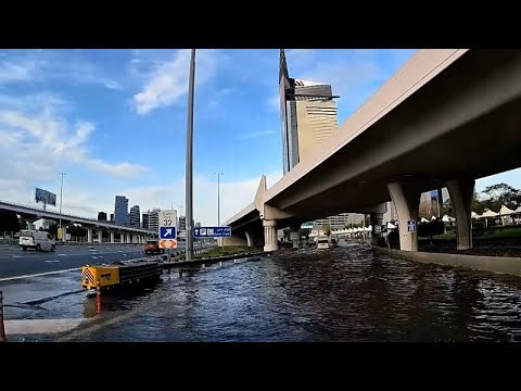 Video Thumbnail: Dubai hit by heavy overnight rain as floods snarl traffic and flights