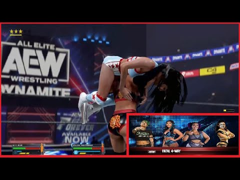 #wwe2k23 AEW Dynamite 4 Way Skye Blue vs Willow Nightingale vs Soho vs Thunder Rosa A.I. Full Match