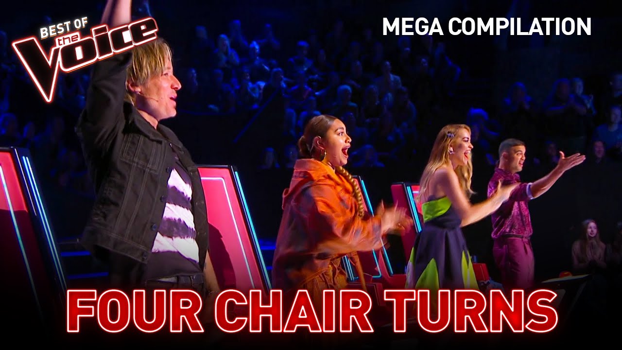 <h1 class=title>EVERY 4 CHAIR TURN on The Voice 2022 so far | Mega Compilation</h1>