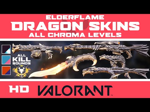 VALORANT Elderflame Dragon Skins Bundle | All CHROMA COLORS | Skin Collection HD Showcase