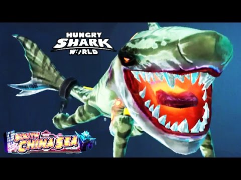 NEW ENEMY ATOMIC SHARK!!! SOUTH CHINA SEA UPDATE (HUNGRY SHARK WORLD)