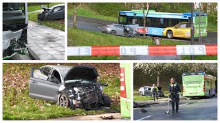 2024 03 31 - Linienbus gerät in Gegenverkehr - Schwerer Unfall am Ostersonntag - PKW-Fahrer schwer