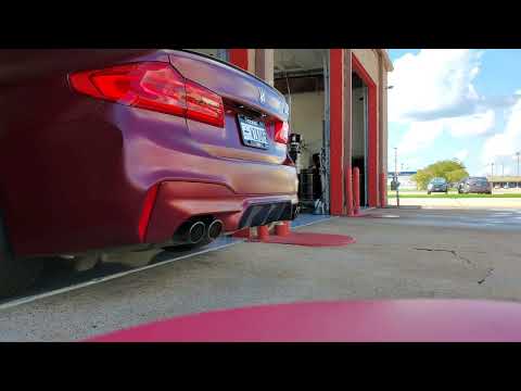 F90 M5 catless downpipes stock exhaust.