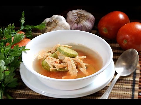 Chicken soup with zucchini Mexican food