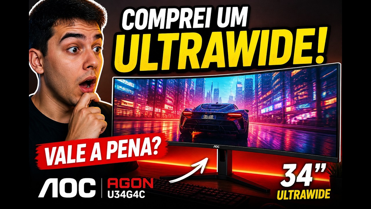 Miniatura da avaliação em vídeo de Monitor Gamer AOC Agon U34G4C 34 Polegadas Ultrawide WQHD 180Hz