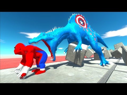 ONLY FAST RUNNERS WILL ESCAPE CAPTAIN AMERICA SPINOSAURUS - Animal Revolt Battle Simulator