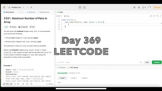 YouTube video 'Day 369: LeetCode Problem 2341. Maximum Number of Pairs in Array - Swift'