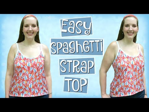 DIY Easy Spaghetti Strap Tank Top with Bias Tape...