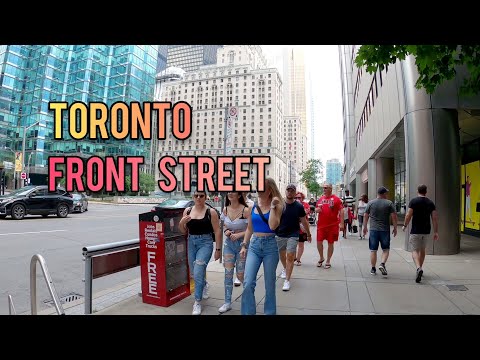 Toronto Walking Tour, Front Street Downtown Toronto Canada, 4K
