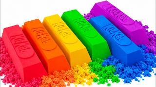 Satisfying Video | How To Make Rainbow KITKAT Bar Kinetic Sand & Cutti