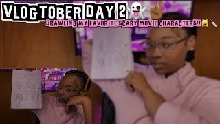Vlogtober Day: 2👻✌🏾🍂||ATTEMPTING TO DRAW…..💀|FUNNY, MUST WATCH!!🤣
