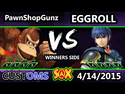 S@X Customs - Eggroll (Marth, Sheik) Vs. PawnShopGunz (Donkey Kong) SSB4 - Smash Wii U - Smash 4