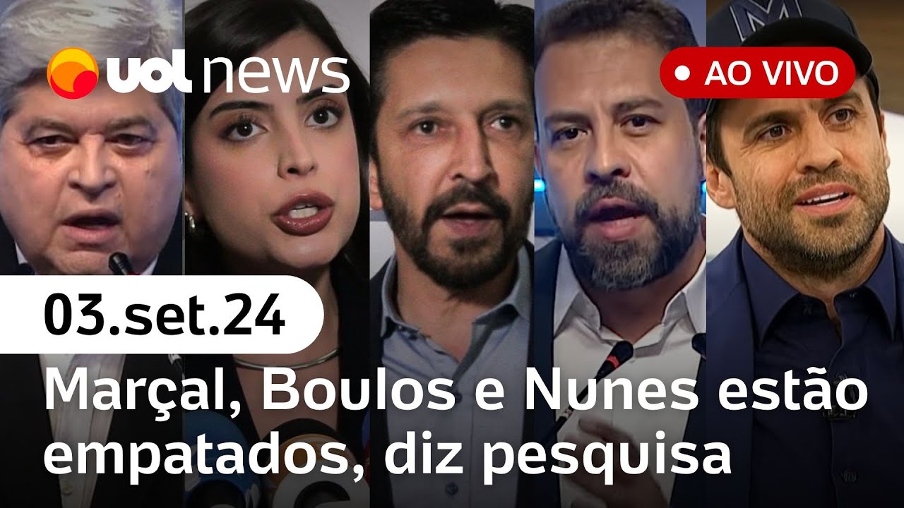 Marçal, Boulos e Nunes estão empatados, diz pesquisa; Elon Musk provoca Lula e+ notícias | UOL News