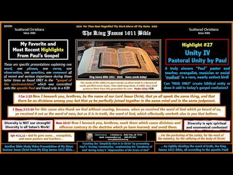 Highlight 27 Unity IV  Paul-Only Pastors, Evangelists, Social Mediasts, Musicians and Missionaries