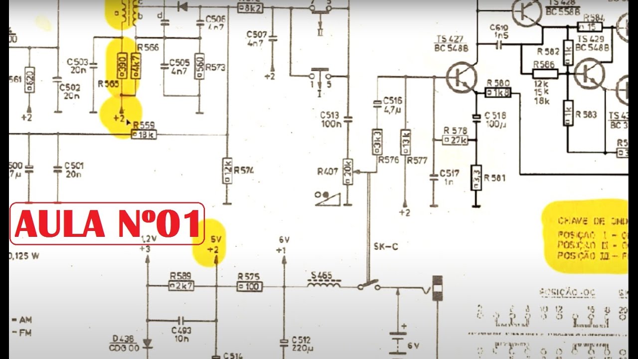 Como ler esquemas elétricos aparelhos de som -- Aula de eletrônica para iniciantes - (PARTE-1)