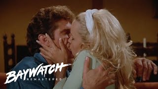 C.J Parker Kisses Mitch Whilst Acting Out A Scene On Baywatch | Baywatch Remastered