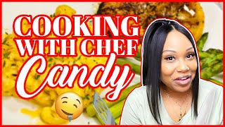 MEET MASTER CHEF CANDY!!  FIRST EVER COOK WITH ME!  FIRST TIME COOKING SALMON & SEAFOOD MACARONI.