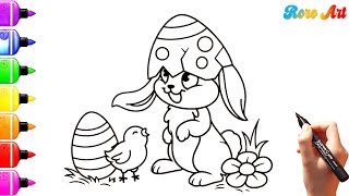 Easy Drawing for Kids | Cute Rabbit Coloring Pages 🎨