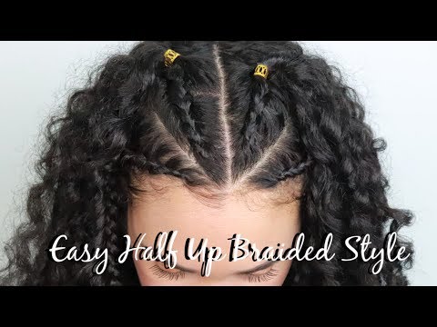 HALF UP BRAIDED HAIRSTYLE FOR CURLY HAIR | EASY FALL...