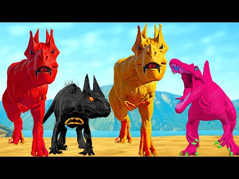 Jurassic World Evolution - Black I-REX VS DEMON T-REX,VELOCIRAPTOR DINOSAURS FIGHTING