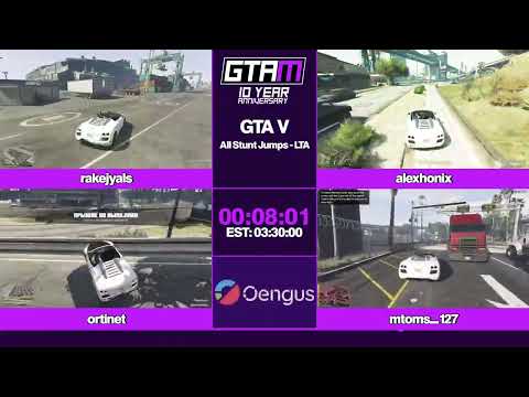 GTAMarathon 2024 - GTA V All Stunt Jumps LTA by RakeJyals vs AlexHonix vs ortinet vs MToms127