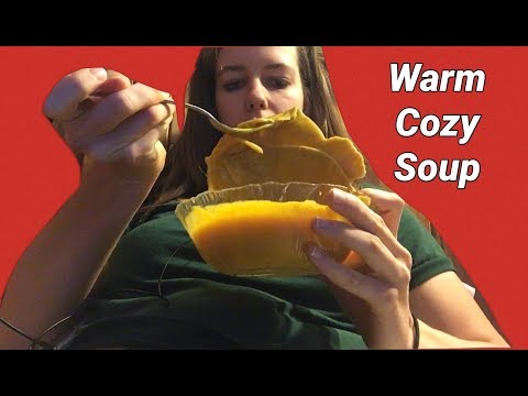 MUKBANG | Carrot Ginger Soup with Chicken 🥕 Eating Show