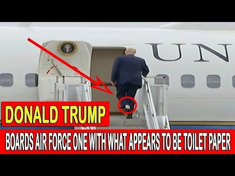 President Trump boards Air Force One with TOILET PAPER stuck onto his shoe