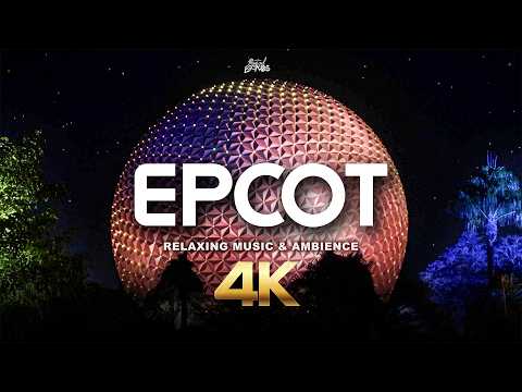 EPCOT at Night 4K | 5 Hours of Relaxing Disney World Ambience & Music