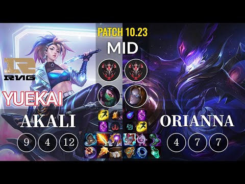 RNG yuekai Akali vs Orianna Mid - KR Patch 10.23